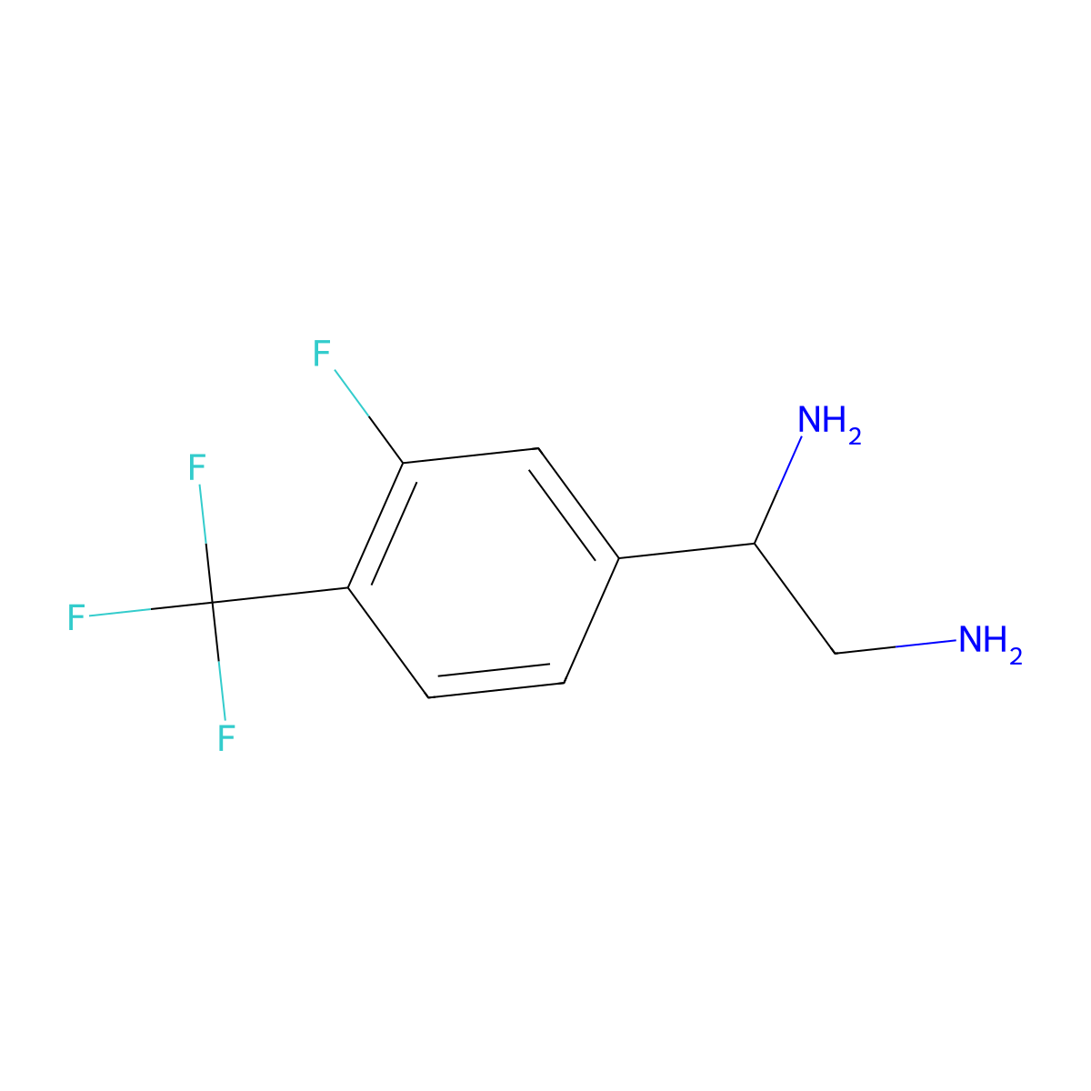 (1S)-1-[3-fluoro-4-(trifluoromethyl)phenyl]ethane-1,2-diamine molecular structure, CAS 1213107-08-4