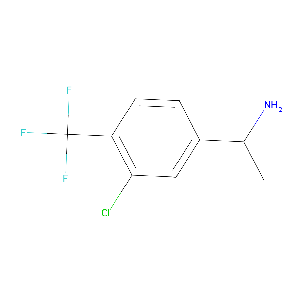 (1R)-1-[3-chloro-4-(trifluoromethyl)phenyl]ethan-1-amine molecular structure, CAS 1213108-25-8