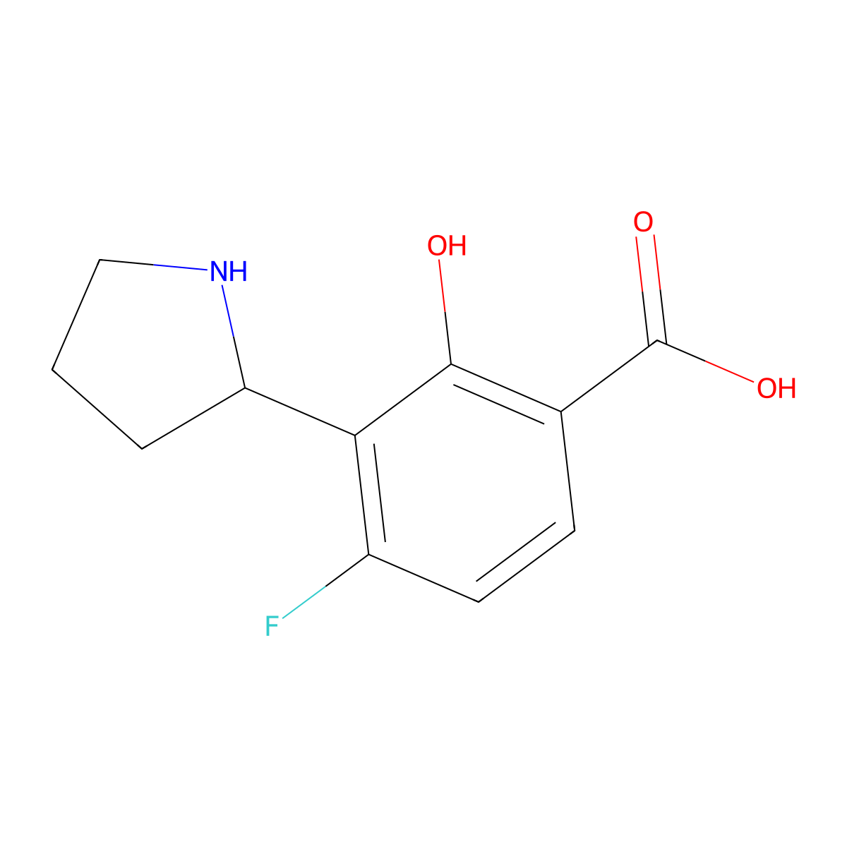 (R)-4-Fluoro-2-hydroxy-3-(pyrrolidin-2-yl)benzoic acid molecular structure, CAS 1213108-70-3
