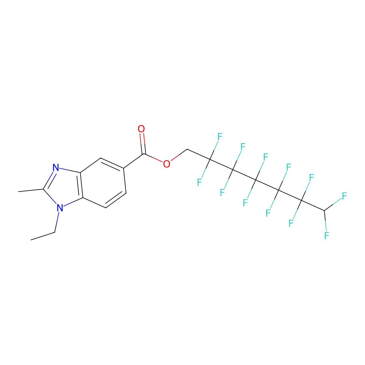 2,2,3,3,4,4,5,5,6,6,7,7-Dodecafluoroheptyl 1-ethyl-2-methylbenzimidazole-5-carboxylate molecular structure, CAS 121311-10-2