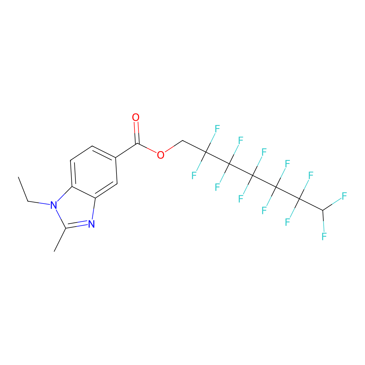 2,2,3,3,4,4,5,5,6,6,7,7-Dodecafluoroheptyl 1-ethyl-2-methylbenzimidazole-5-carboxylate molecular structure, CAS 121311-10-2