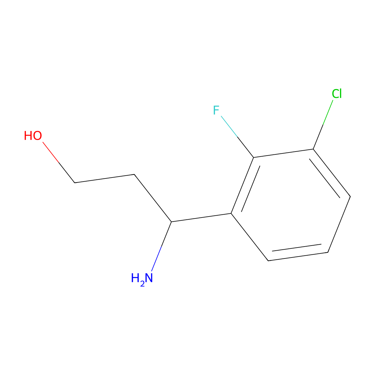 (3R)-3-amino-3-(3-chloro-2-fluorophenyl)propan-1-ol molecular structure, CAS 1213110-66-7