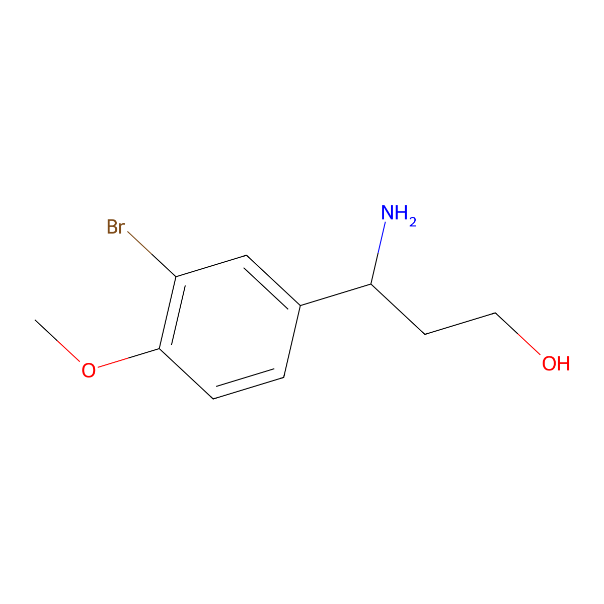 (3S)-3-amino-3-(3-bromo-4-methoxyphenyl)propan-1-ol molecular structure, CAS 1213111-25-1