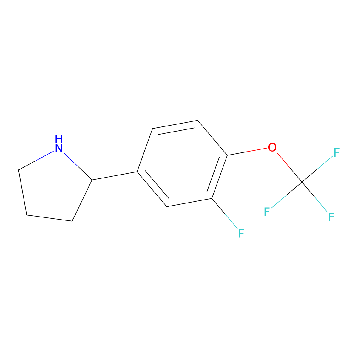 (R)-2-(3-Fluoro-4-(trifluoromethoxy)phenyl)pyrrolidine molecular structure, CAS 1213113-14-4