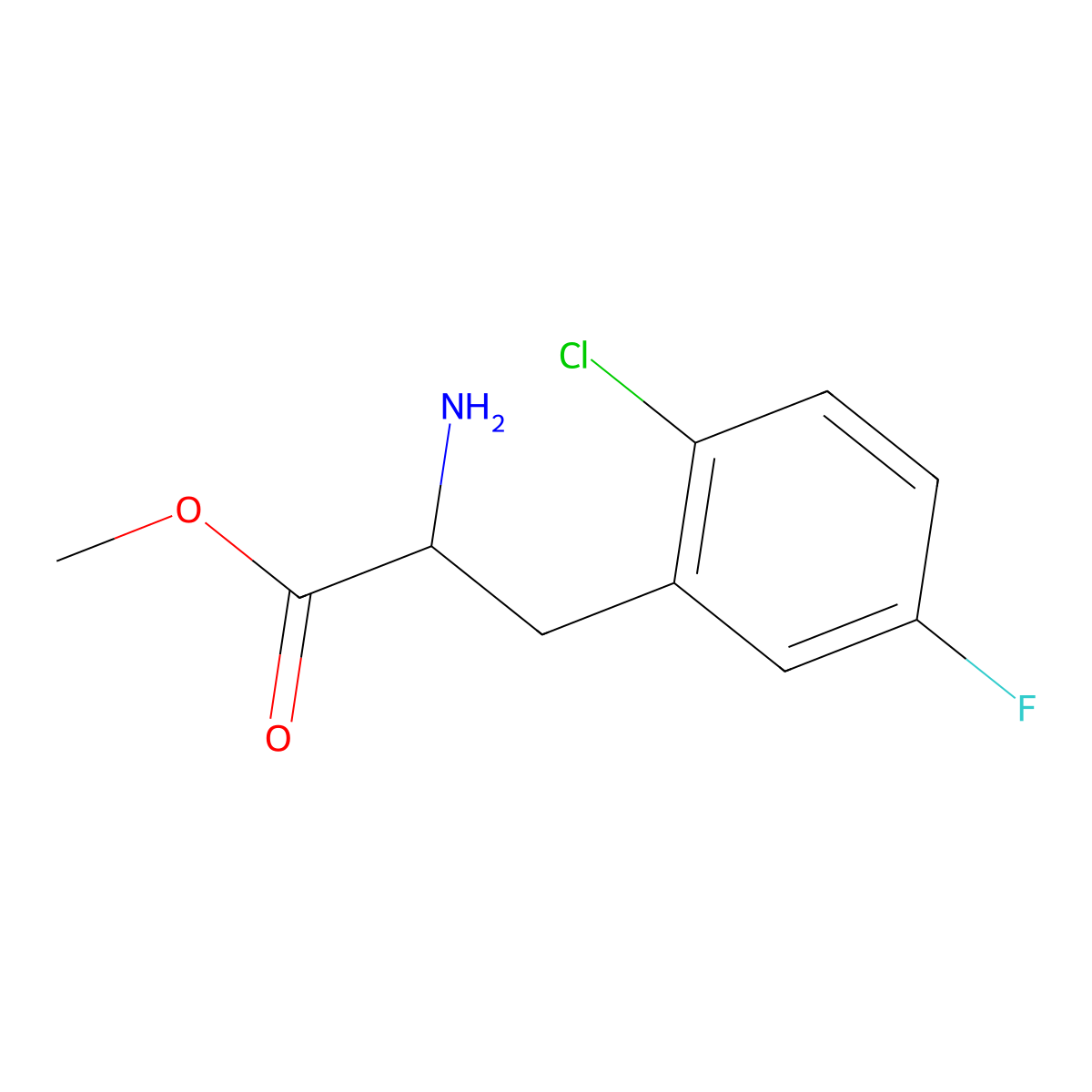 Methyl (R)-2-amino-3-(2-chloro-5-fluorophenyl)propanoate molecular structure, CAS 1213113-28-0