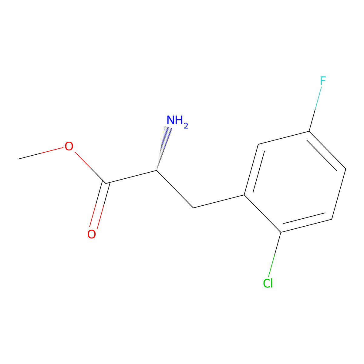Methyl (R)-2-amino-3-(2-chloro-5-fluorophenyl)propanoate molecular structure, CAS 1213113-28-0