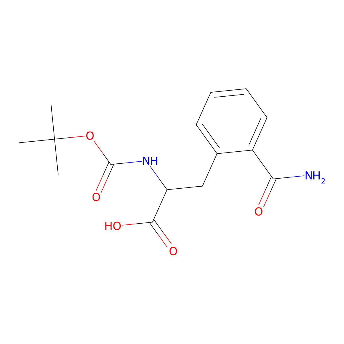 (R)-2-((tert-Butoxycarbonyl)amino)-3-(2-carbamoylphenyl)propanoic acid molecular structure, CAS 1213116-63-2