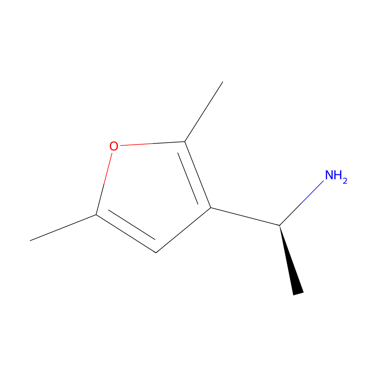 (1S)-1-(2,5-dimethylfuran-3-yl)ethan-1-amine molecular structure, CAS 1213117-21-5