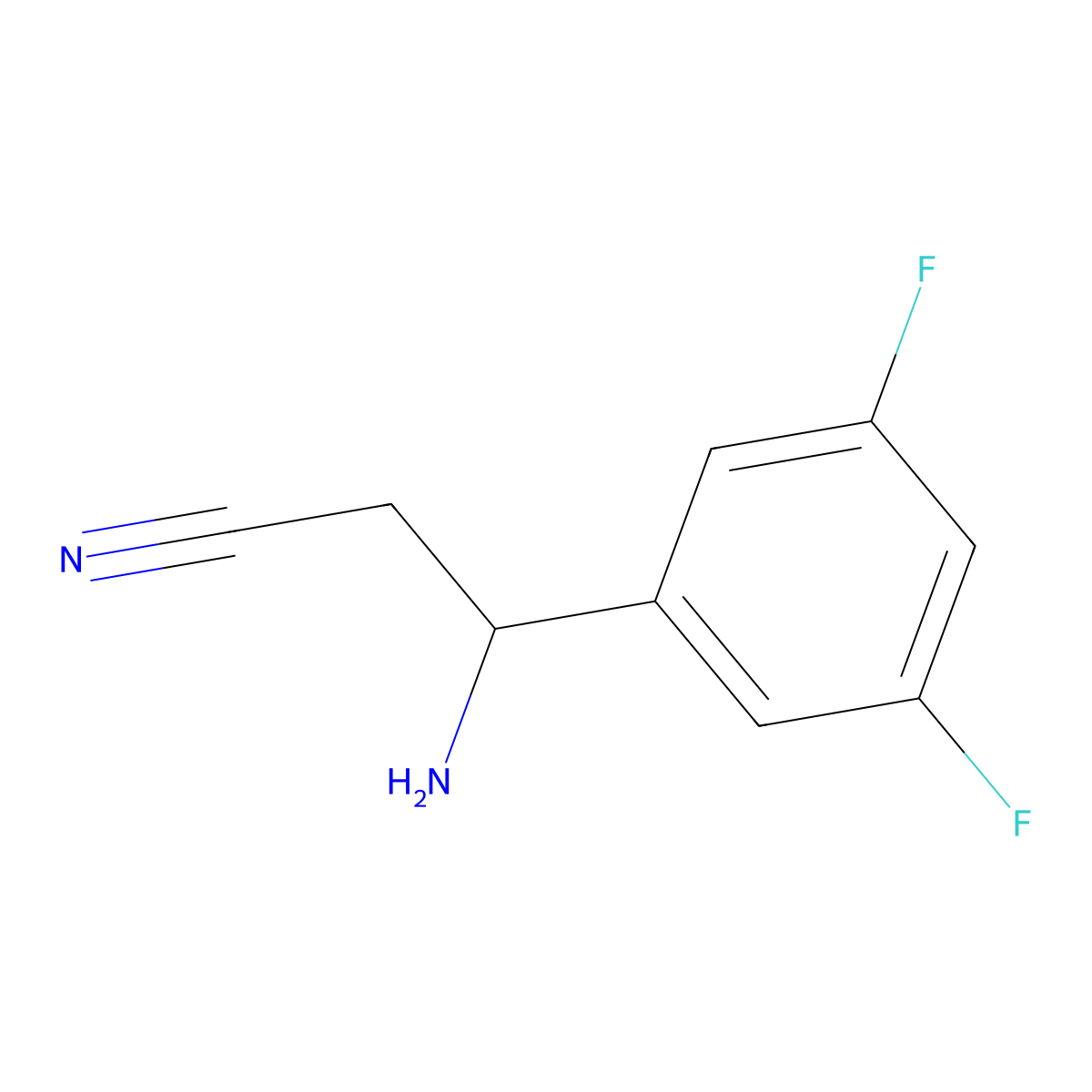 (3S)-3-Amino-3-(3,5-difluorophenyl)propanenitrile molecular structure, CAS 1213120-23-0
