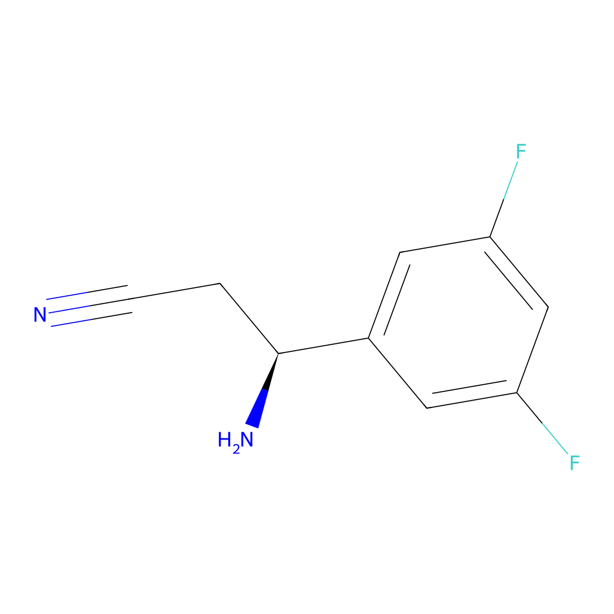 (3S)-3-Amino-3-(3,5-difluorophenyl)propanenitrile molecular structure, CAS 1213120-23-0