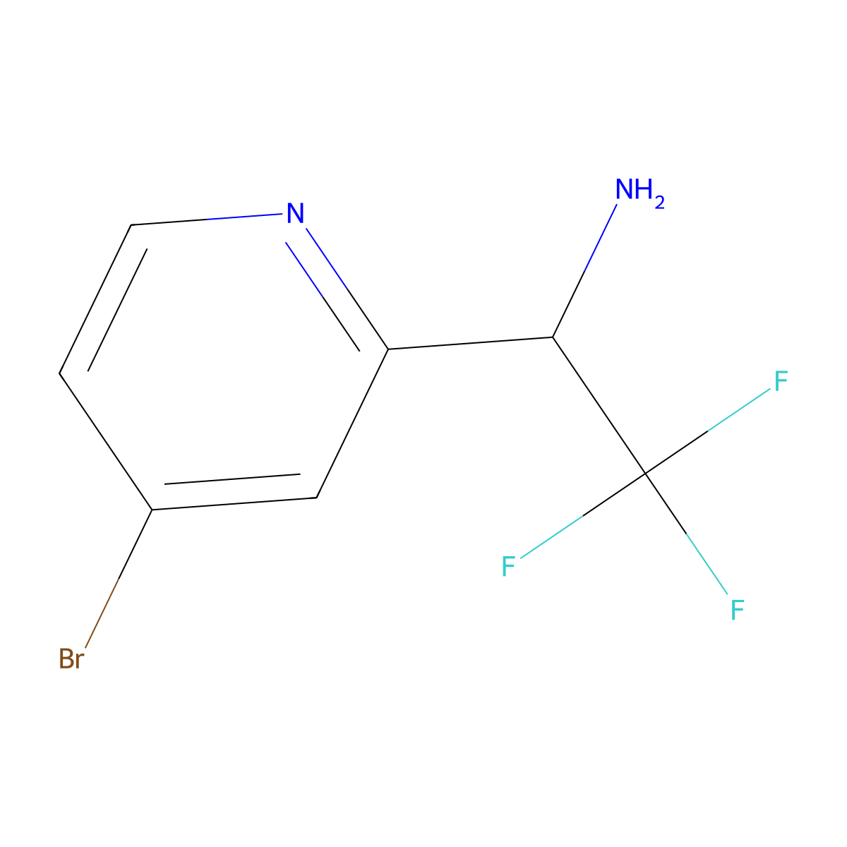 (R)-1-(4-bromopyridin-2-yl)-2,2,2-trifluoroethan-1-amine molecular structure, CAS 1213120-39-8
