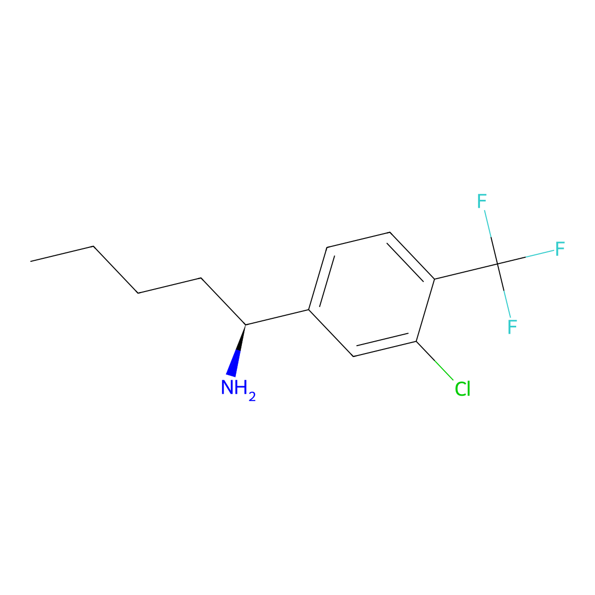 (S)-1-(3-Chloro-4-(trifluoromethyl)phenyl)pentan-1-amine molecular structure, CAS 1213122-07-6