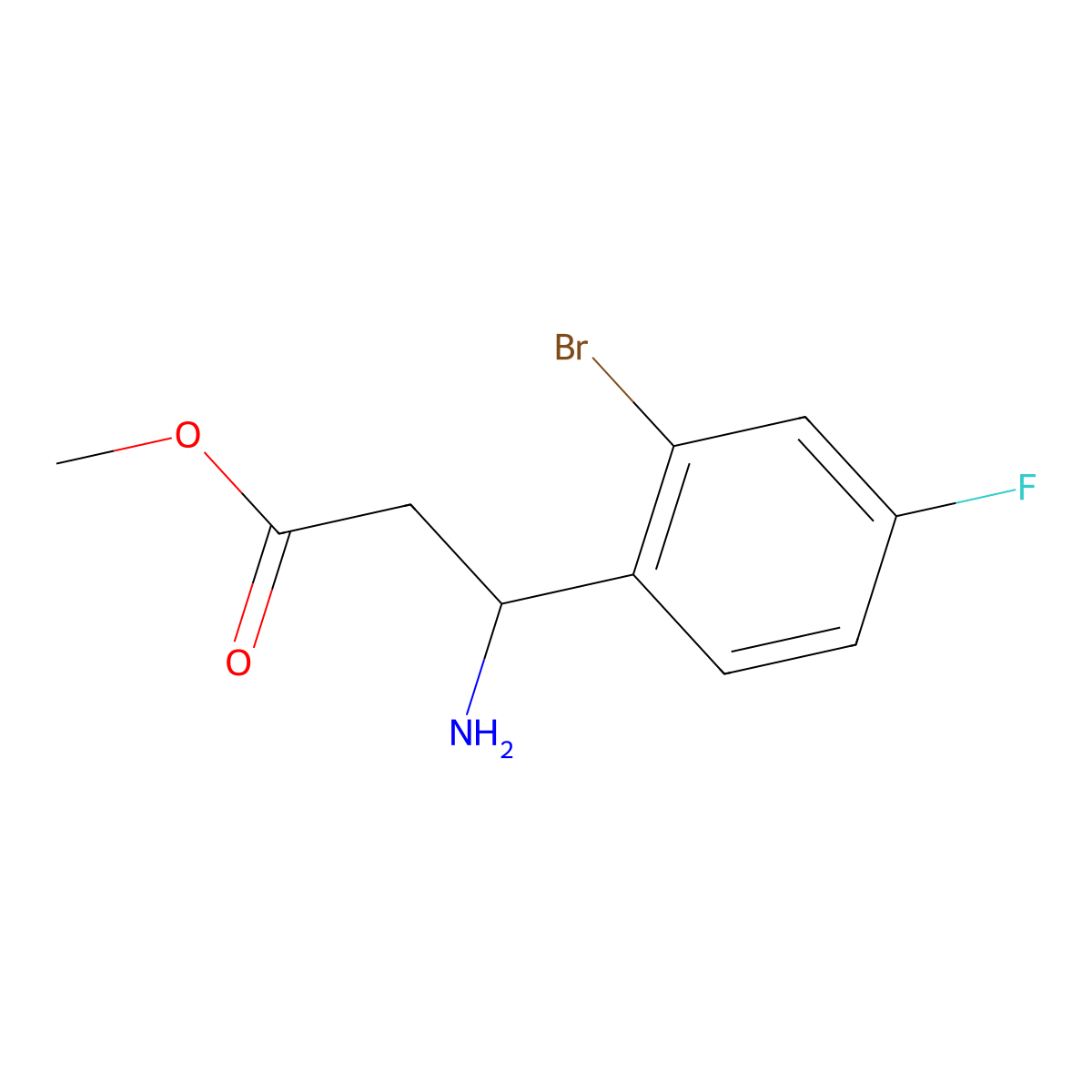 methyl (3S)-3-amino-3-(2-bromo-4-fluorophenyl)propanoate molecular structure, CAS 1213124-68-5