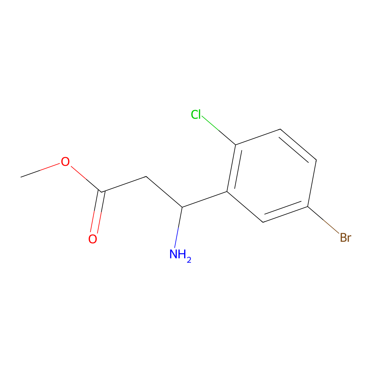 Methyl (R)-3-amino-3-(5-bromo-2-chlorophenyl)propanoate molecular structure, CAS 1213126-45-4