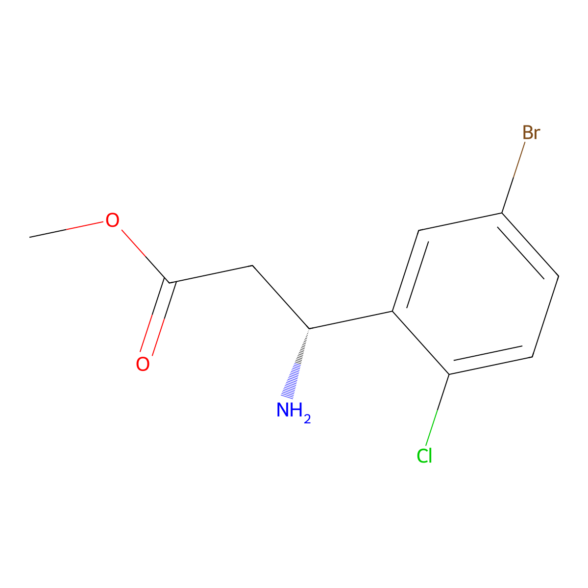 Methyl (R)-3-amino-3-(5-bromo-2-chlorophenyl)propanoate molecular structure, CAS 1213126-45-4