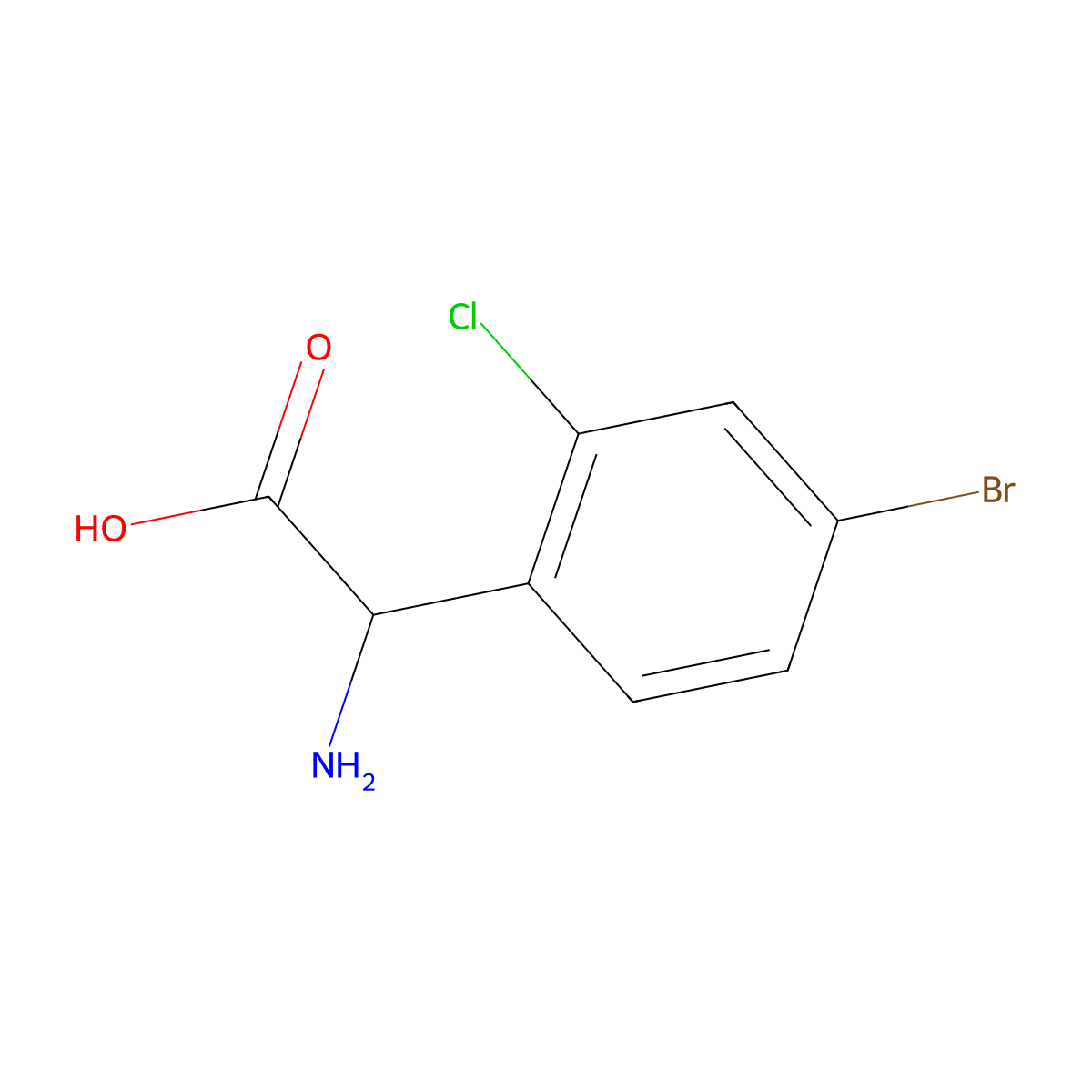 (S)-2-Amino-2-(4-bromo-2-chlorophenyl)acetic acid molecular structure, CAS 1213126-76-1