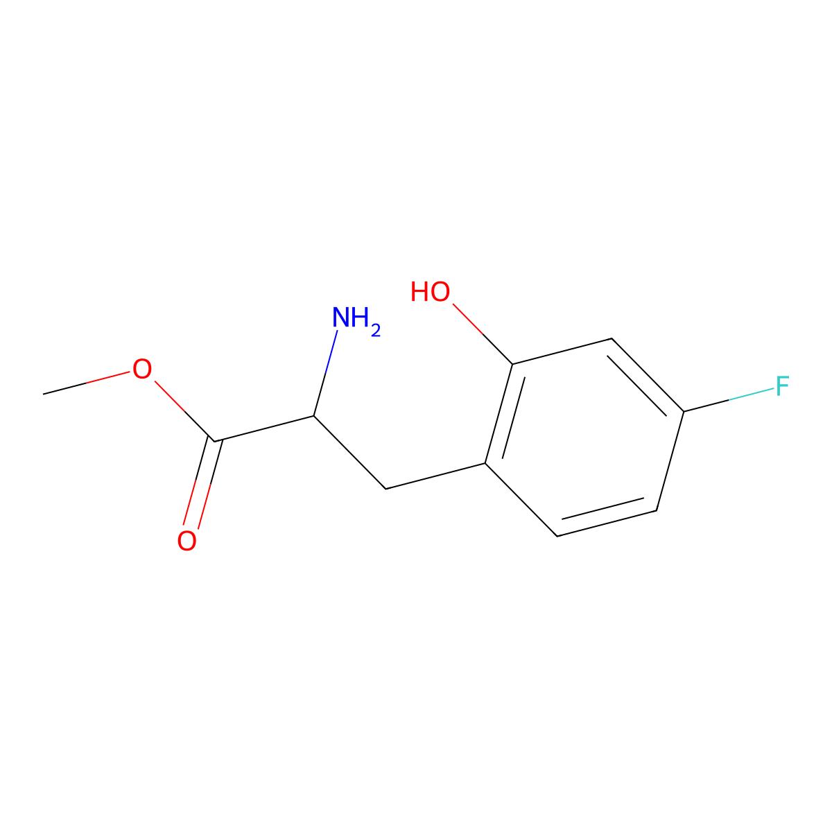 Methyl (R)-2-amino-3-(4-fluoro-2-hydroxyphenyl)propanoate molecular structure, CAS 1213128-52-9