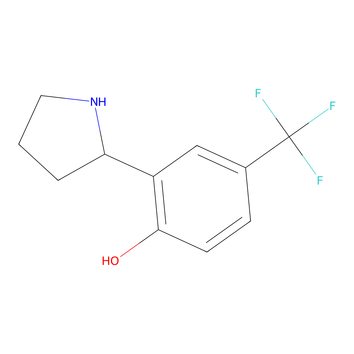 (S)-2-(Pyrrolidin-2-yl)-4-(trifluoromethyl)phenol molecular structure, CAS 1213129-93-1