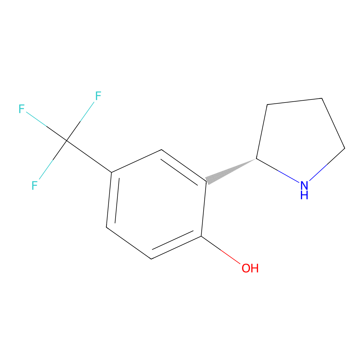 (S)-2-(Pyrrolidin-2-yl)-4-(trifluoromethyl)phenol molecular structure, CAS 1213129-93-1
