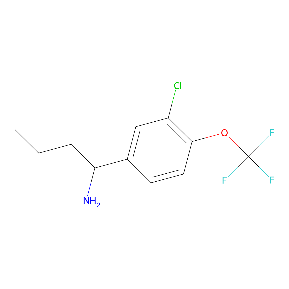 (R)-1-(3-Chloro-4-(trifluoromethoxy)phenyl)butan-1-amine molecular structure, CAS 1213131-12-4