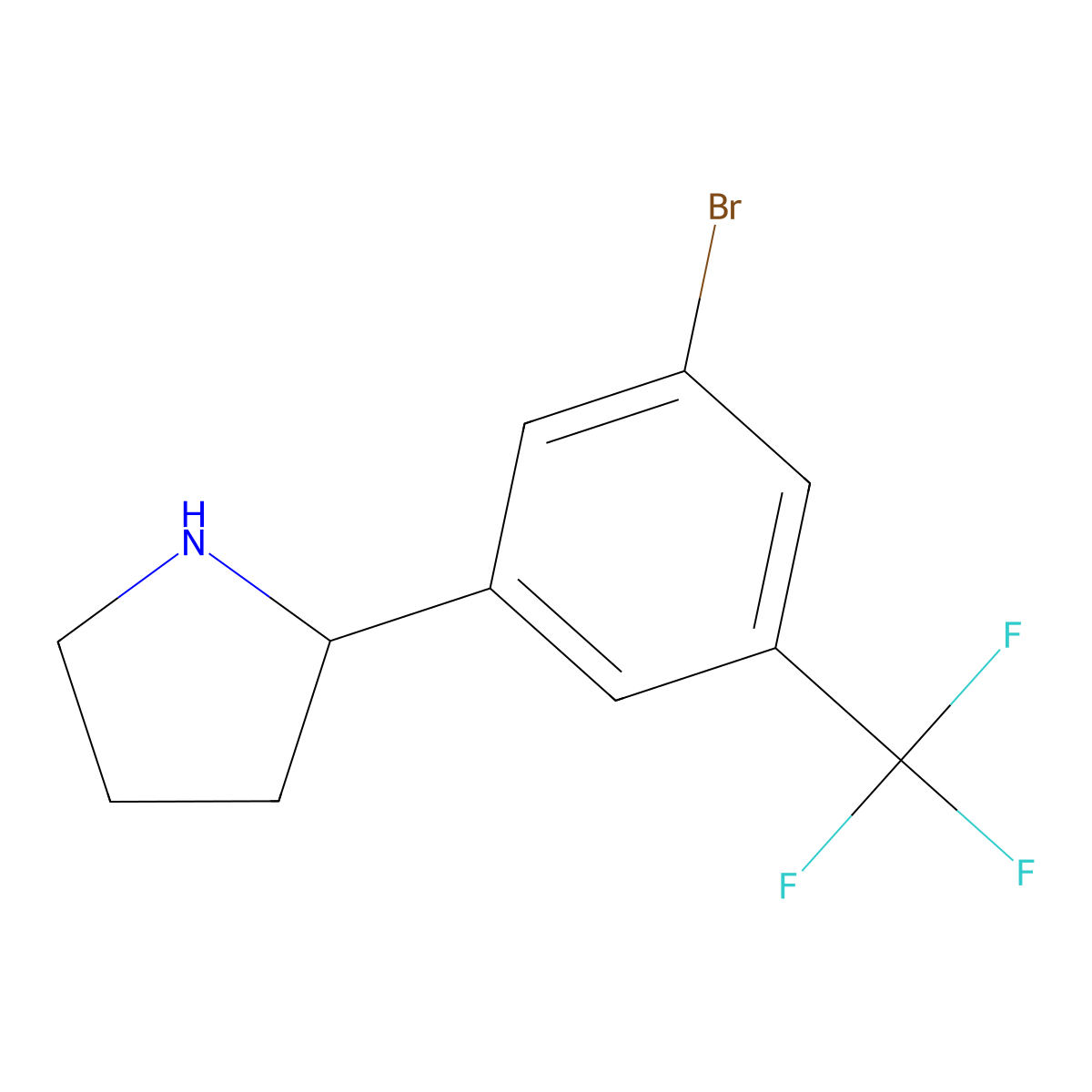 (S)-2-(3-Bromo-5-(trifluoromethyl)phenyl)pyrrolidine molecular structure, CAS 1213135-02-4