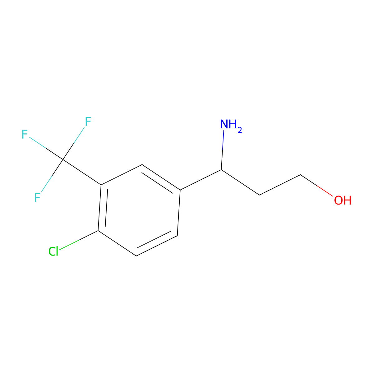 (3R)-3-amino-3-[4-chloro-3-(trifluoromethyl)phenyl]propan-1-ol molecular structure, CAS 1213135-47-7