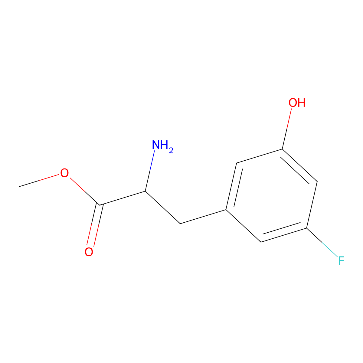 (S)-methyl 2-amino-3-(3-fluoro-5-hydroxyphenyl)propanoate molecular structure, CAS 1213138-33-0