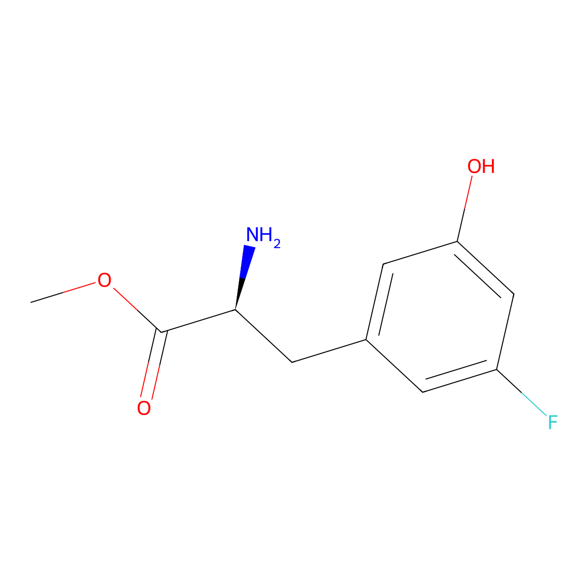 (S)-methyl 2-amino-3-(3-fluoro-5-hydroxyphenyl)propanoate molecular structure, CAS 1213138-33-0