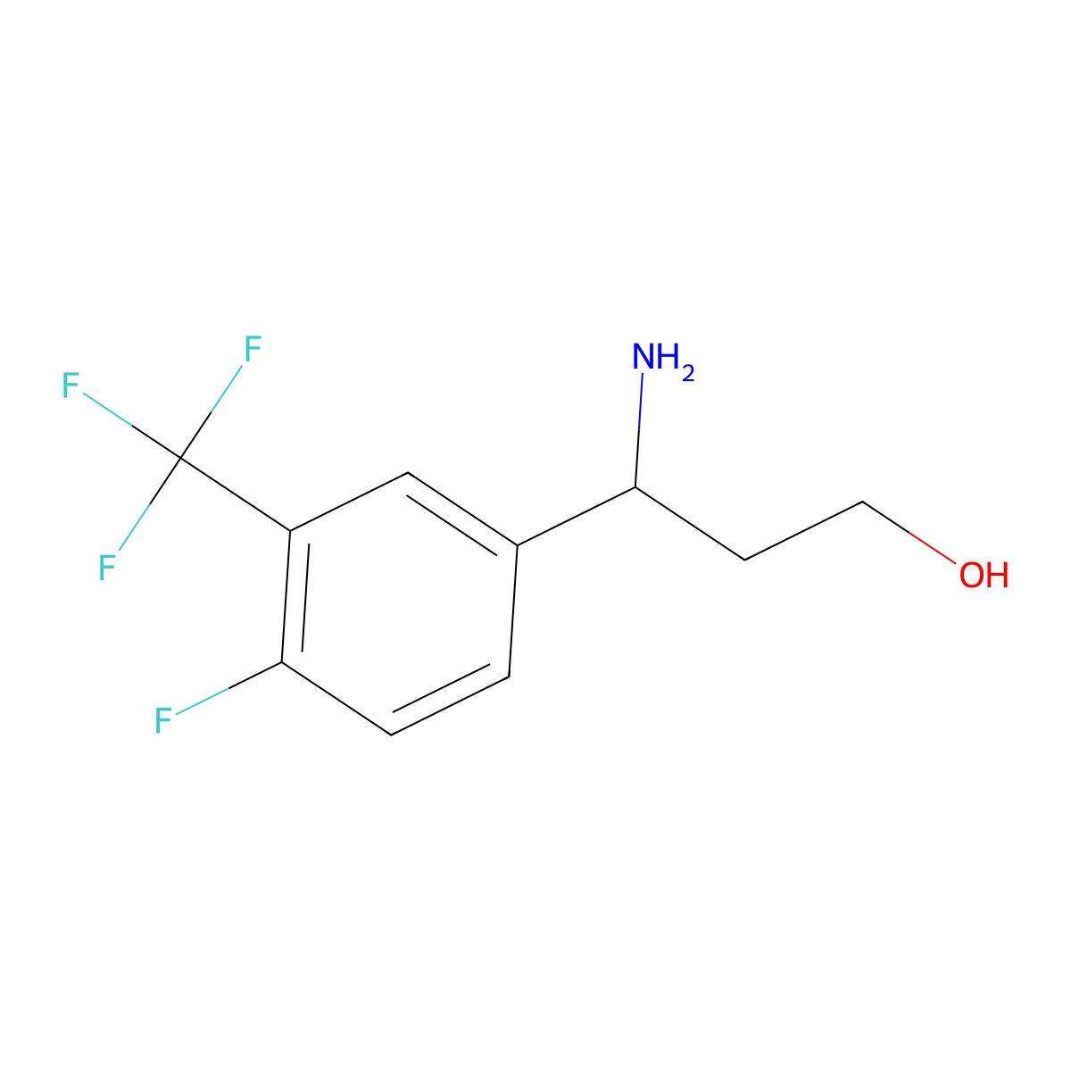 (3R)-3-amino-3-[4-fluoro-3-(trifluoromethyl)phenyl]propan-1-ol molecular structure, CAS 1213142-71-2