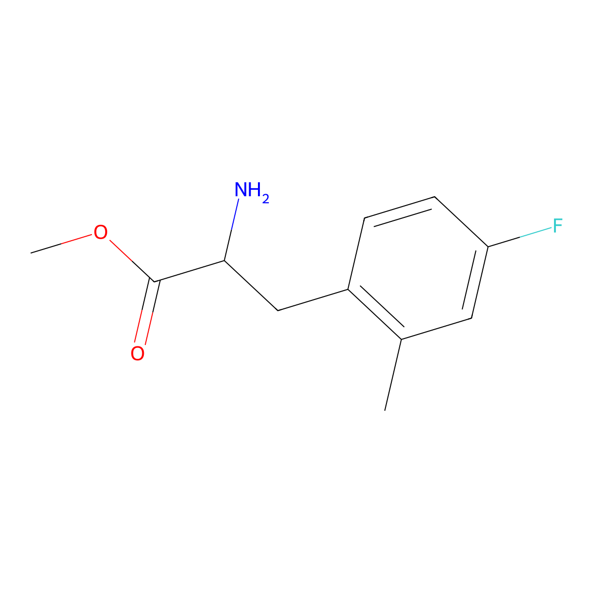 Methyl (R)-2-amino-3-(4-fluoro-2-methylphenyl)propanoate molecular structure, CAS 1213142-87-0
