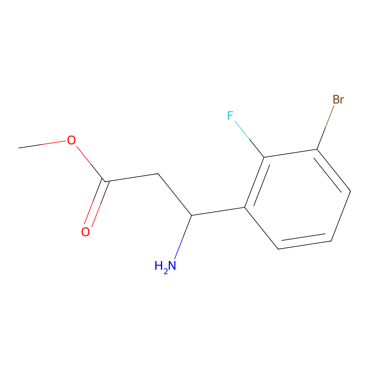 Methyl (R)-3-amino-3-(3-bromo-2-fluorophenyl)propanoate molecular structure, CAS 1213142-91-6