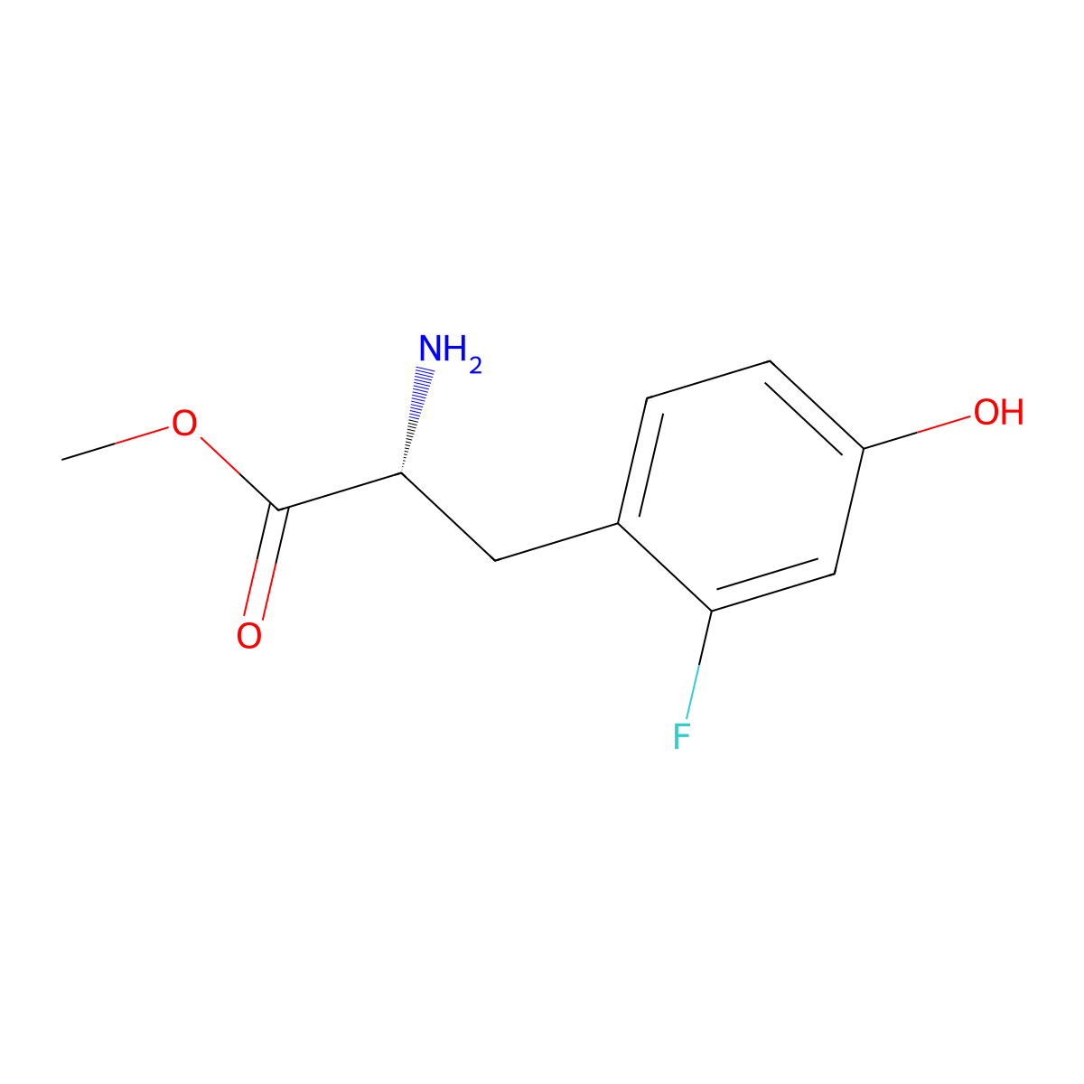 (R)-Methyl 2-amino-3-(2-fluoro-4-hydroxyphenyl)propanoate molecular structure, CAS 1213143-20-4