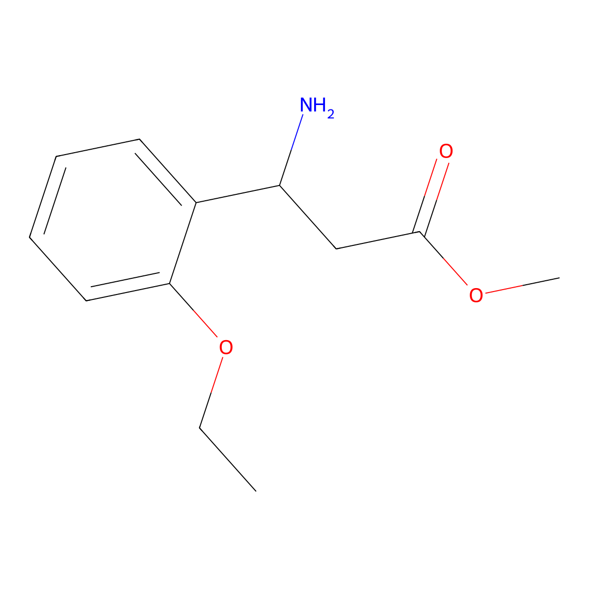 methyl (3R)-3-amino-3-(2-ethoxyphenyl)propanoate molecular structure, CAS 1213143-22-6