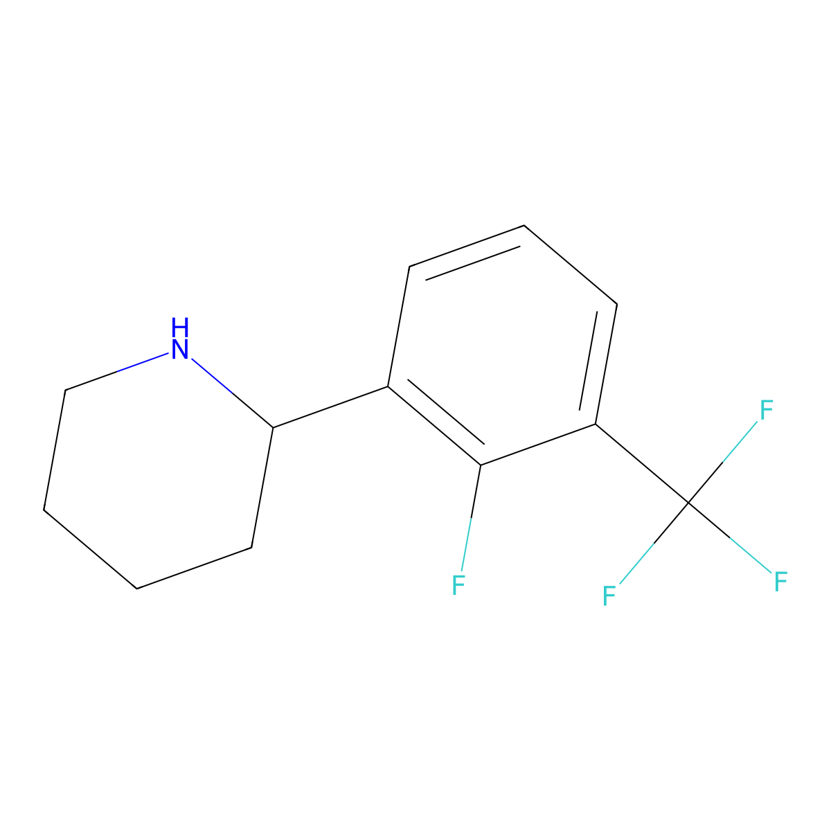 (2R)-2-[2-Fluoro-3-(trifluoromethyl)phenyl]piperidine molecular structure, CAS 1213144-73-0