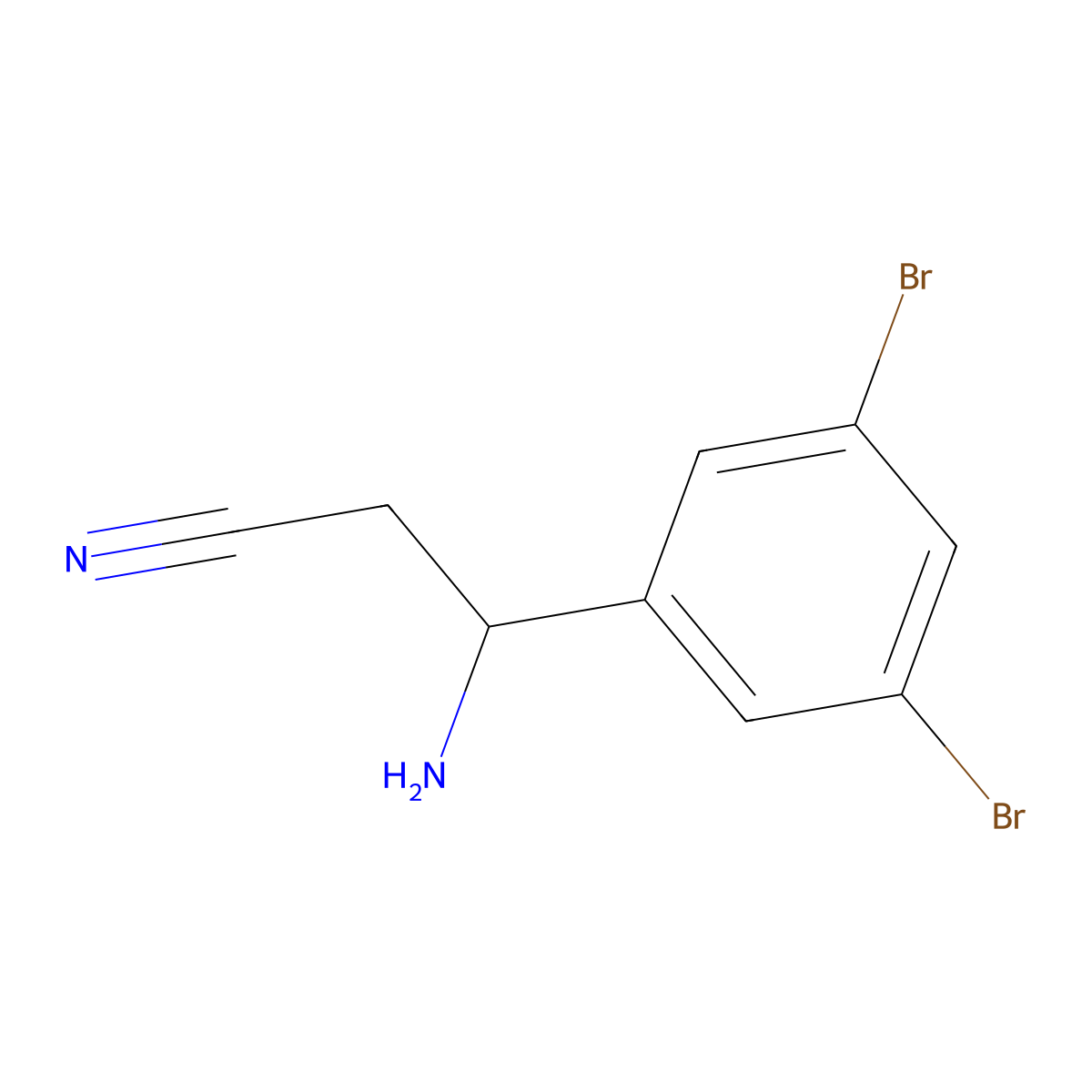 (3R)-3-Amino-3-(3,5-dibromophenyl)propanenitrile molecular structure, CAS 1213144-91-2