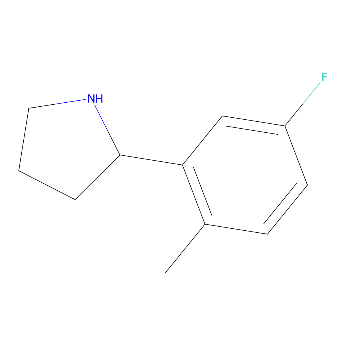 (R)-2-(5-Fluoro-2-methylphenyl)pyrrolidine molecular structure, CAS 1213145-06-2