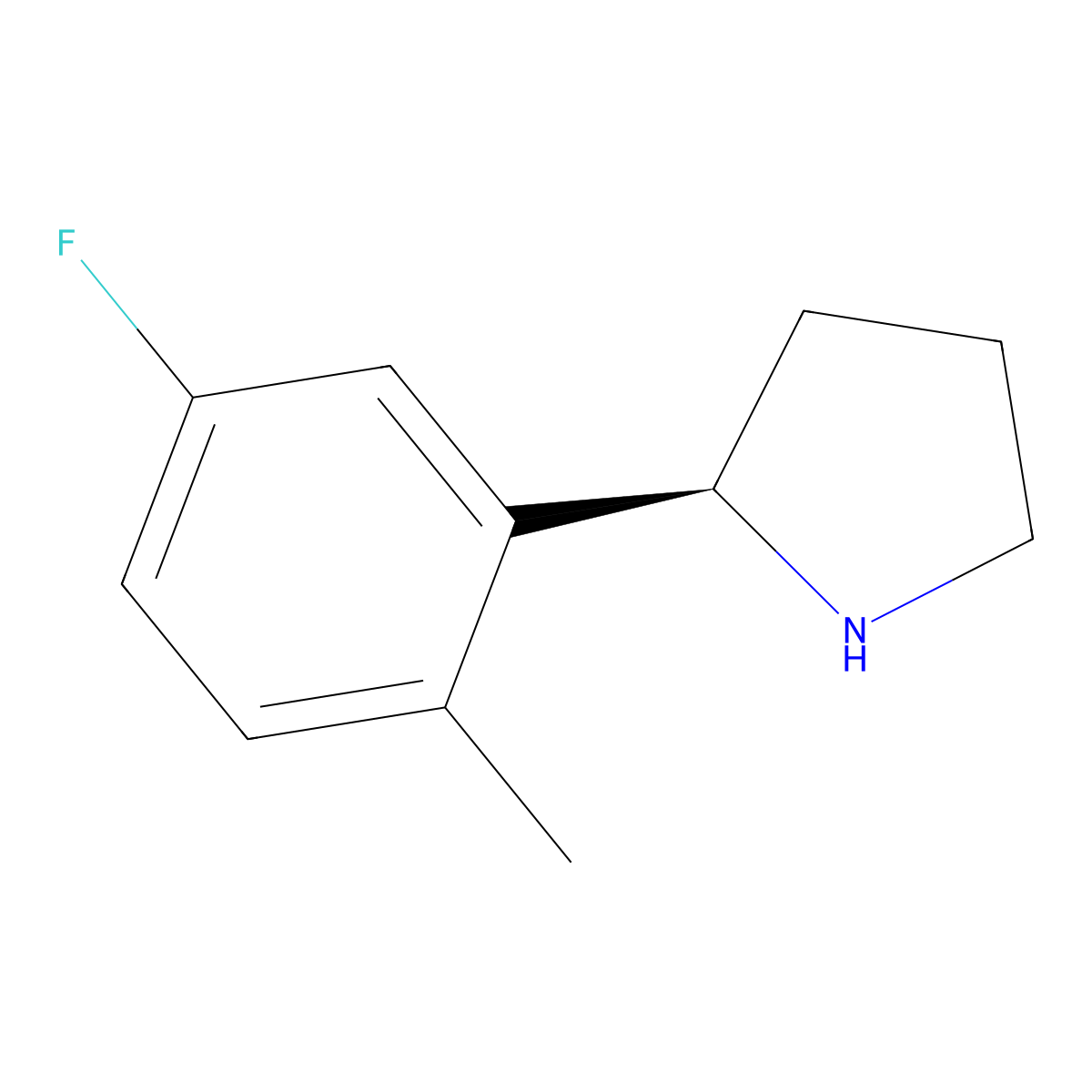 (R)-2-(5-Fluoro-2-methylphenyl)pyrrolidine molecular structure, CAS 1213145-06-2