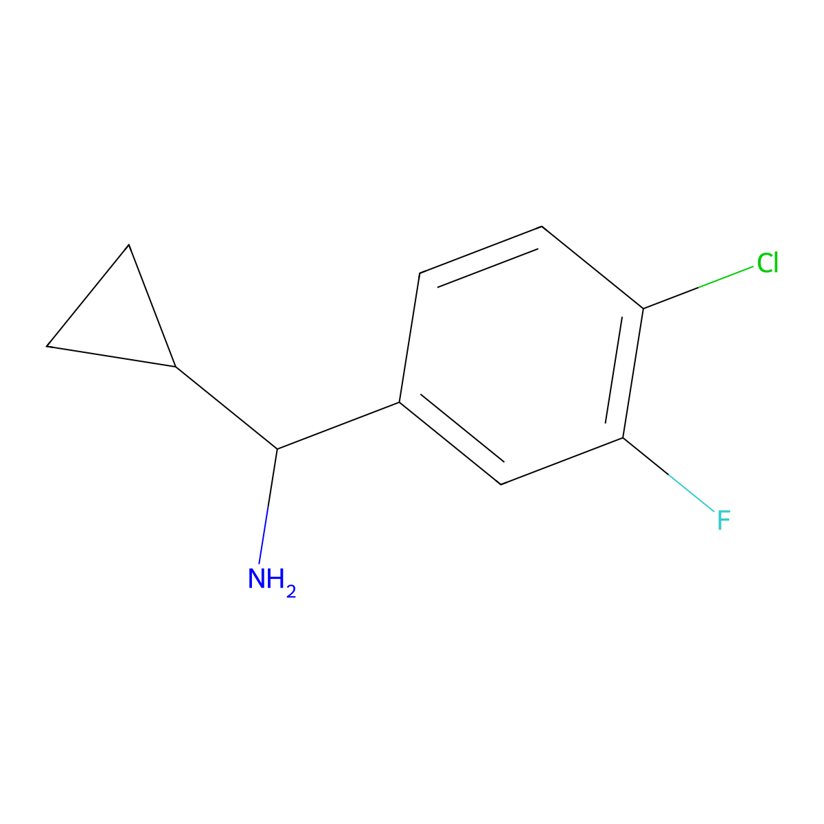 (R)-(4-Chloro-3-fluorophenyl)(cyclopropyl)methanamine molecular structure, CAS 1213146-22-5
