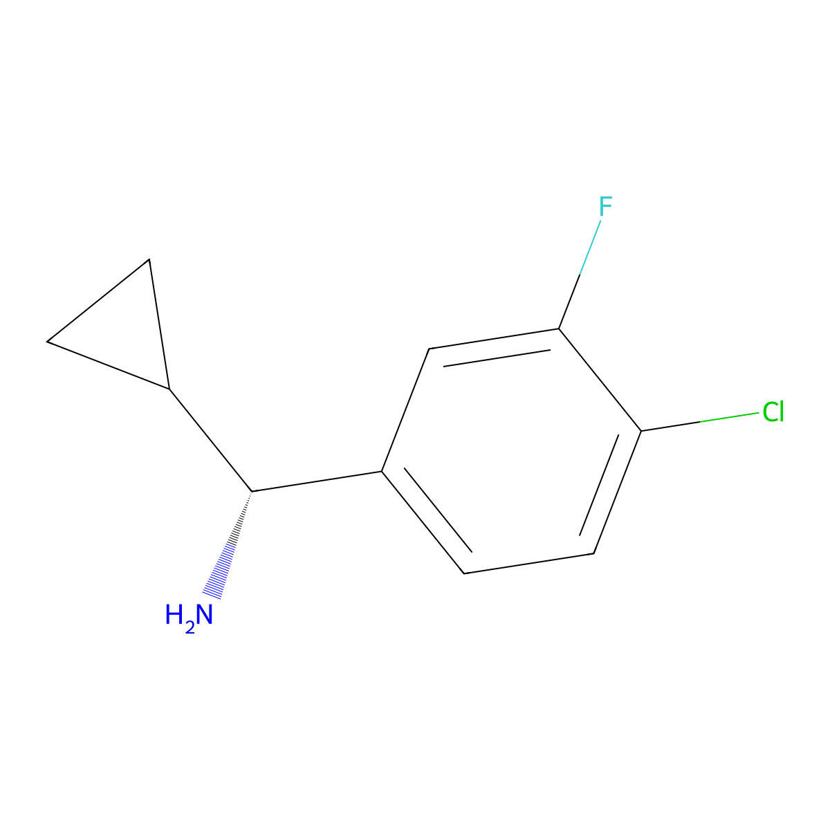 (R)-(4-Chloro-3-fluorophenyl)(cyclopropyl)methanamine molecular structure, CAS 1213146-22-5