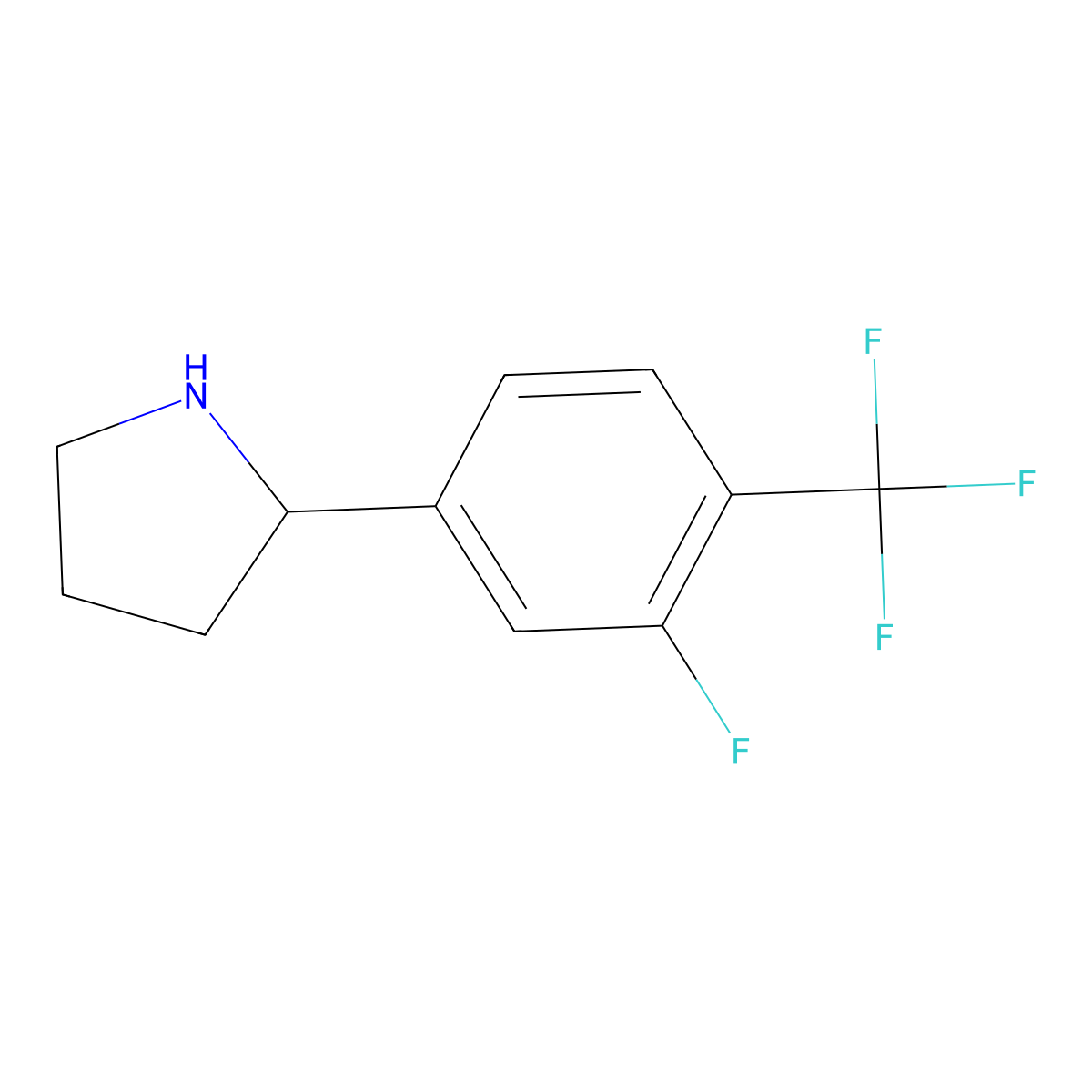 (S)-2-(3-Fluoro-4-(trifluoromethyl)phenyl)pyrrolidine molecular structure, CAS 1213147-32-0
