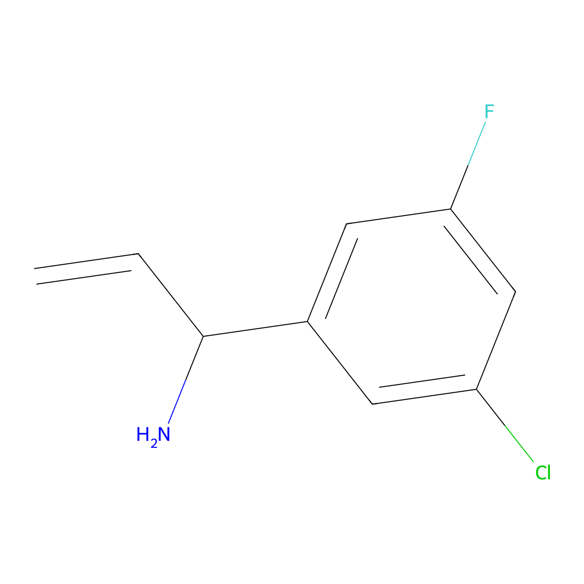 (1S)-1-(5-Chloro-3-fluorophenyl)prop-2-enylamine molecular structure, CAS 1213150-15-2