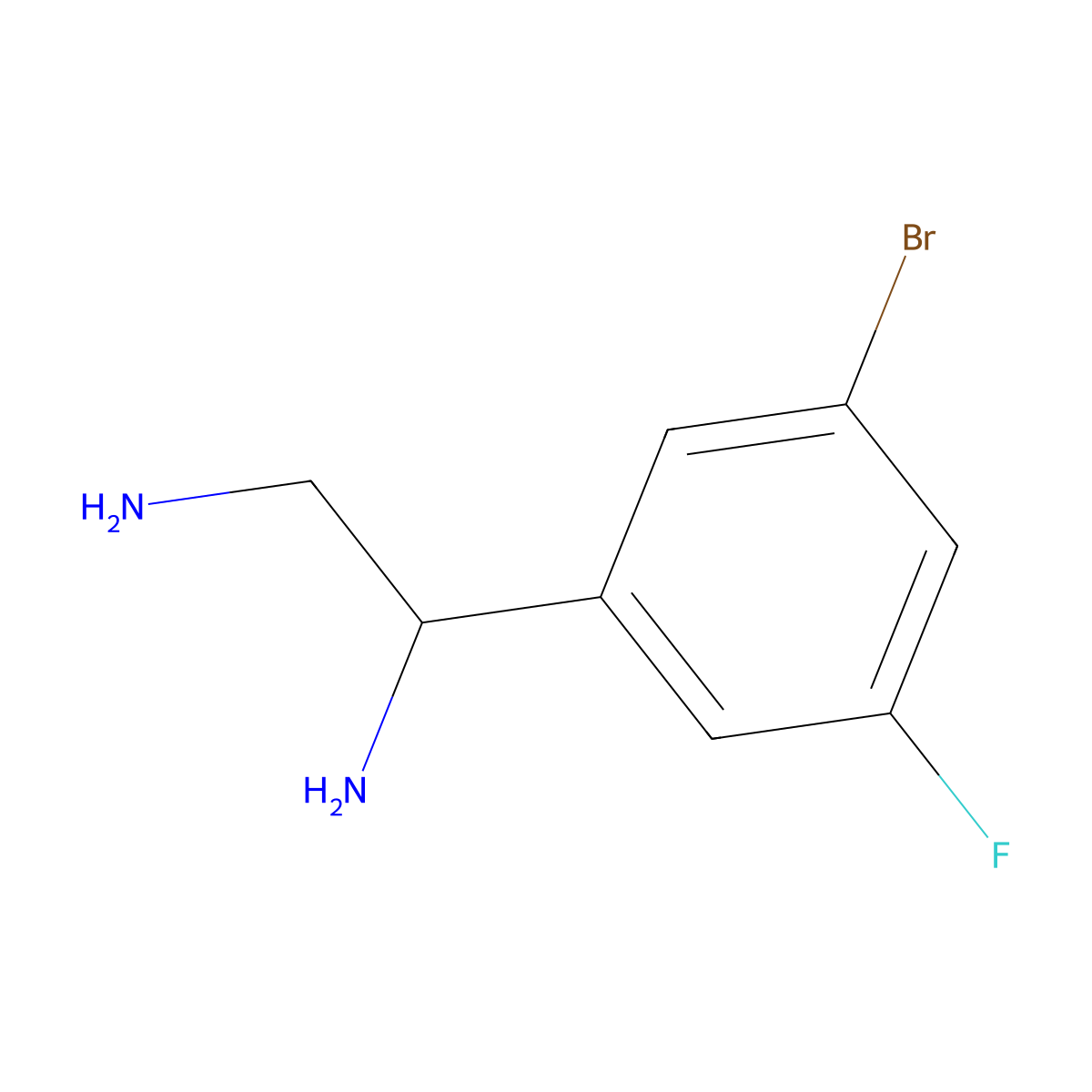(1R)-1-(5-Bromo-3-fluorophenyl)ethane-1,2-diamine molecular structure, CAS 1213150-97-0
