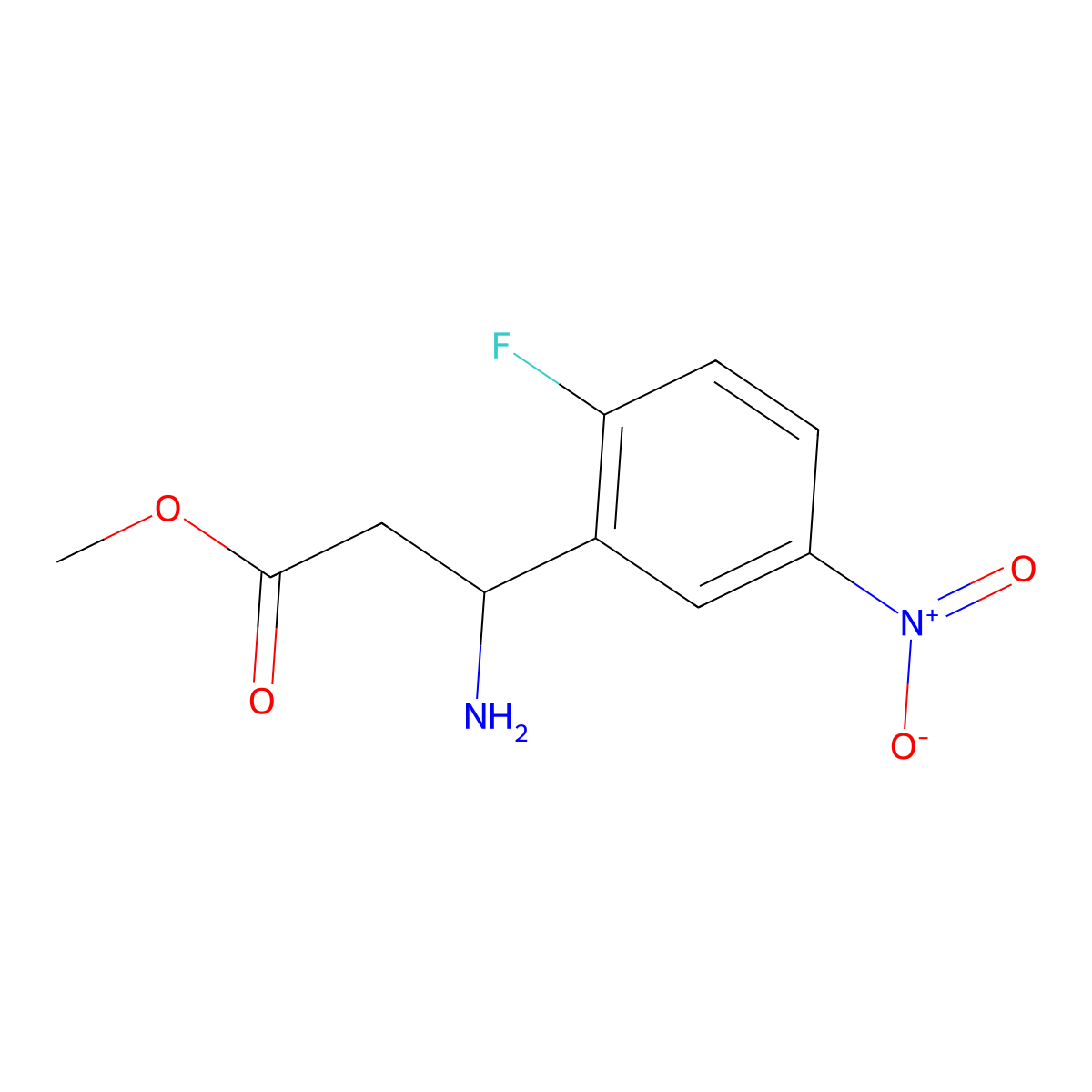 methyl (3S)-3-amino-3-(2-fluoro-5-nitrophenyl)propanoate molecular structure, CAS 1213151-34-8