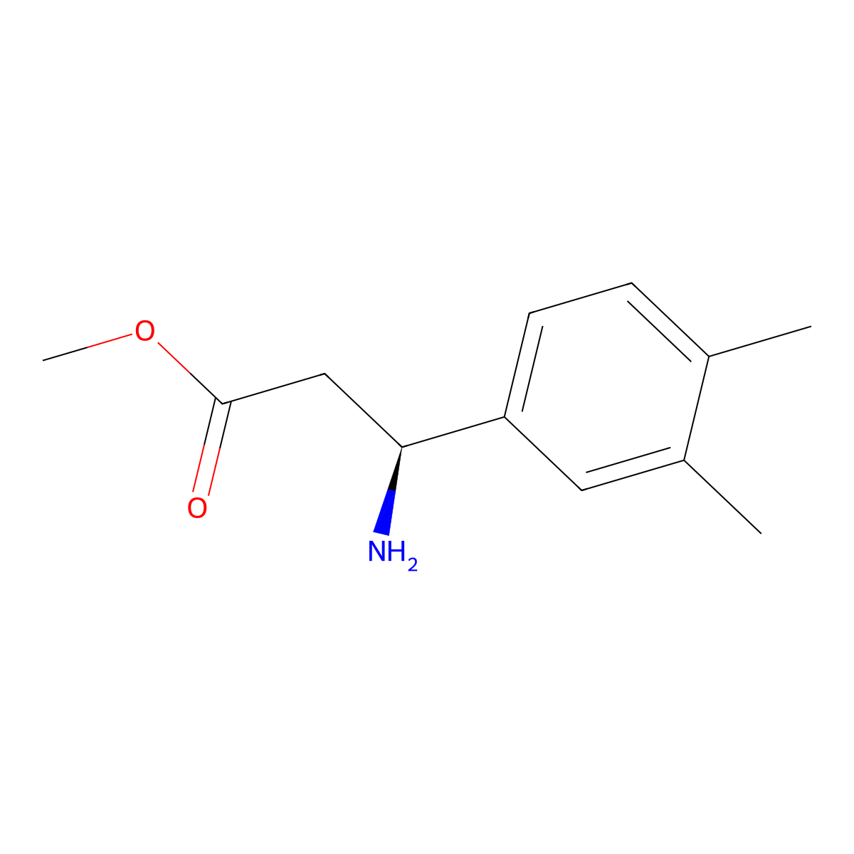 Methyl (s)-3-amino-3-(3,4-dimethylphenyl)propanoate molecular structure, CAS 1213152-27-2