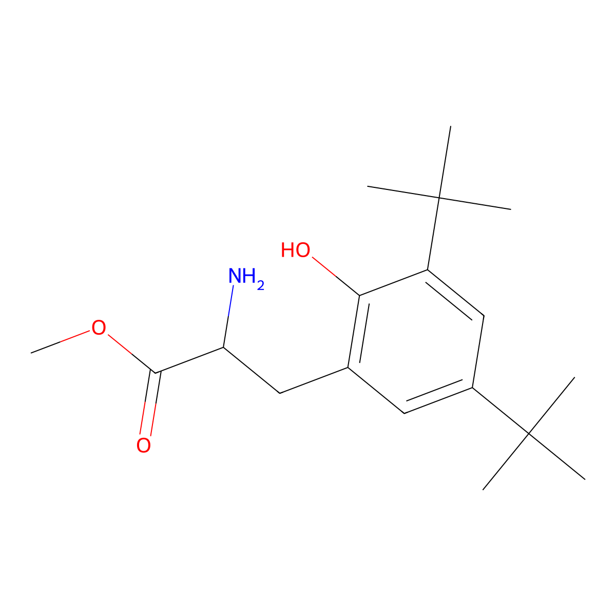 Methyl 3,5-di-tert-butyl-2-hydroxy-D-phenylalaninate molecular structure, CAS 1213152-28-3