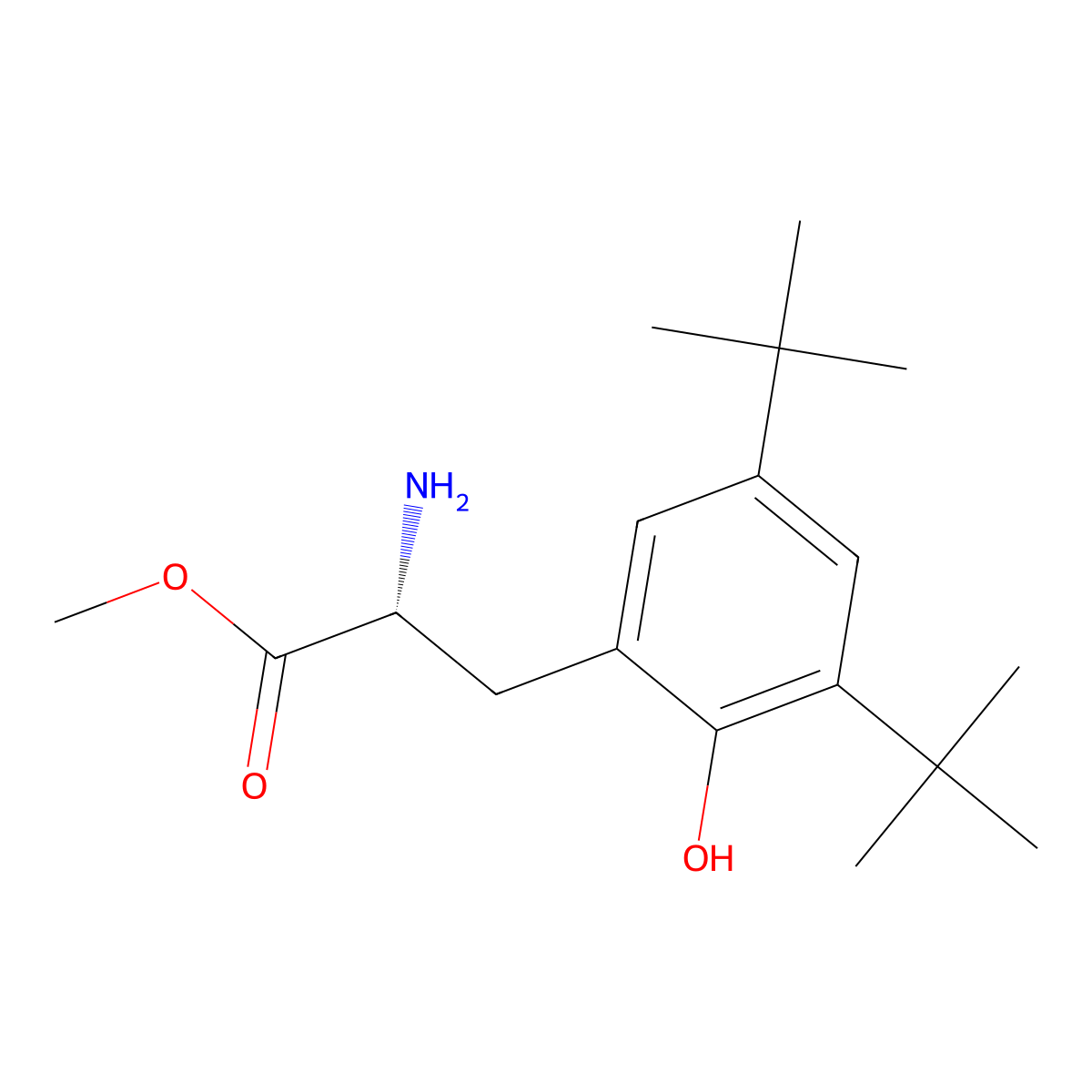 Methyl 3,5-di-tert-butyl-2-hydroxy-D-phenylalaninate molecular structure, CAS 1213152-28-3