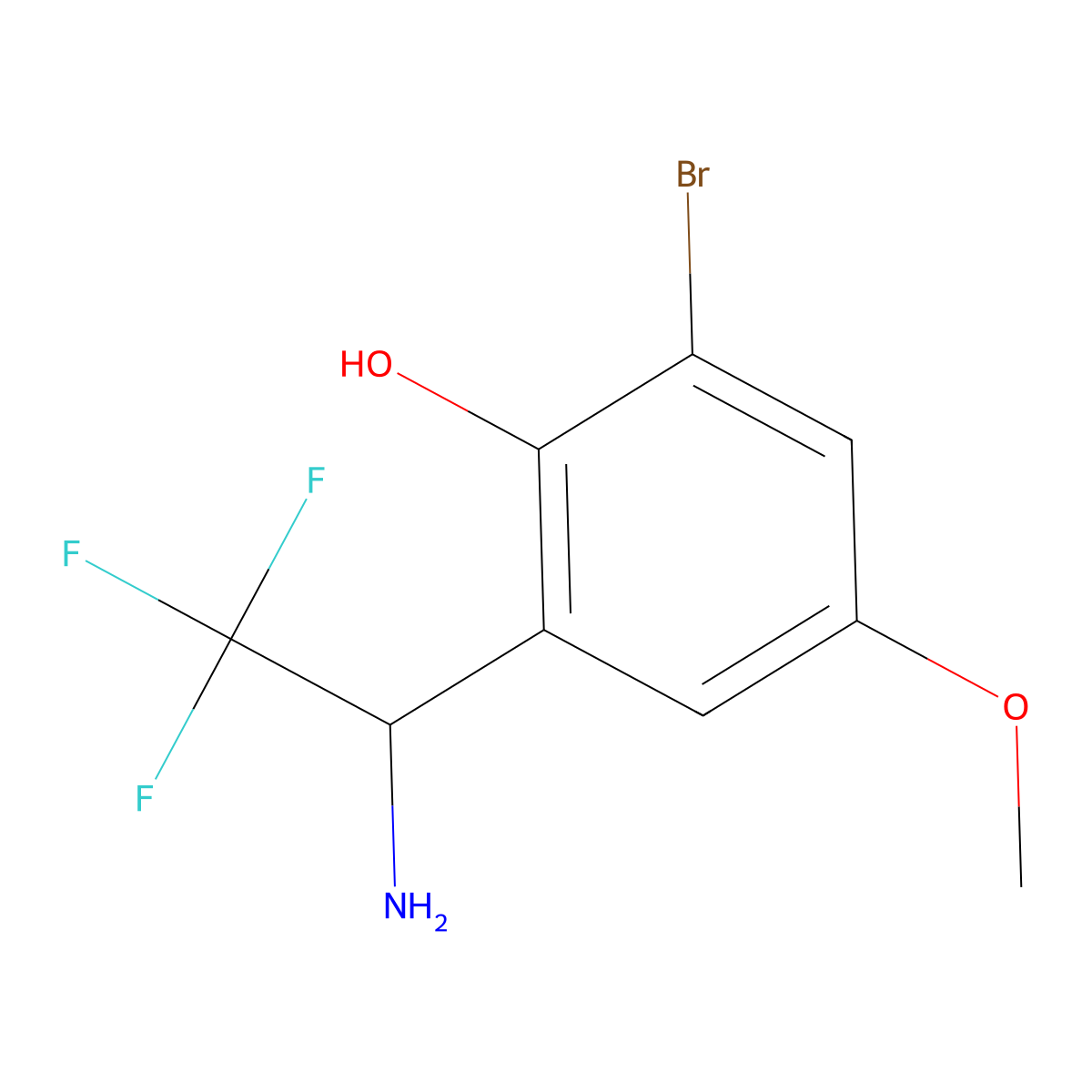 2-[(1R)-1-amino-2,2,2-trifluoroethyl]-6-bromo-4-methoxyphenol molecular structure, CAS 1213152-75-0