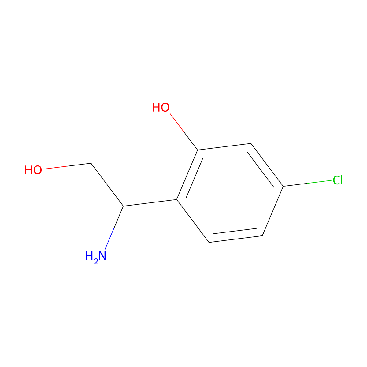 2-[(1S)-1-Amino-2-hydroxyethyl]-5-chlorophenol molecular structure, CAS 1213152-84-1