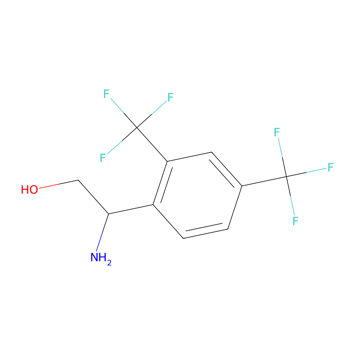 (R)-2-Amino-2-(2,4-bis(trifluoromethyl)phenyl)ethan-1-ol molecular structure, CAS 1213157-43-7