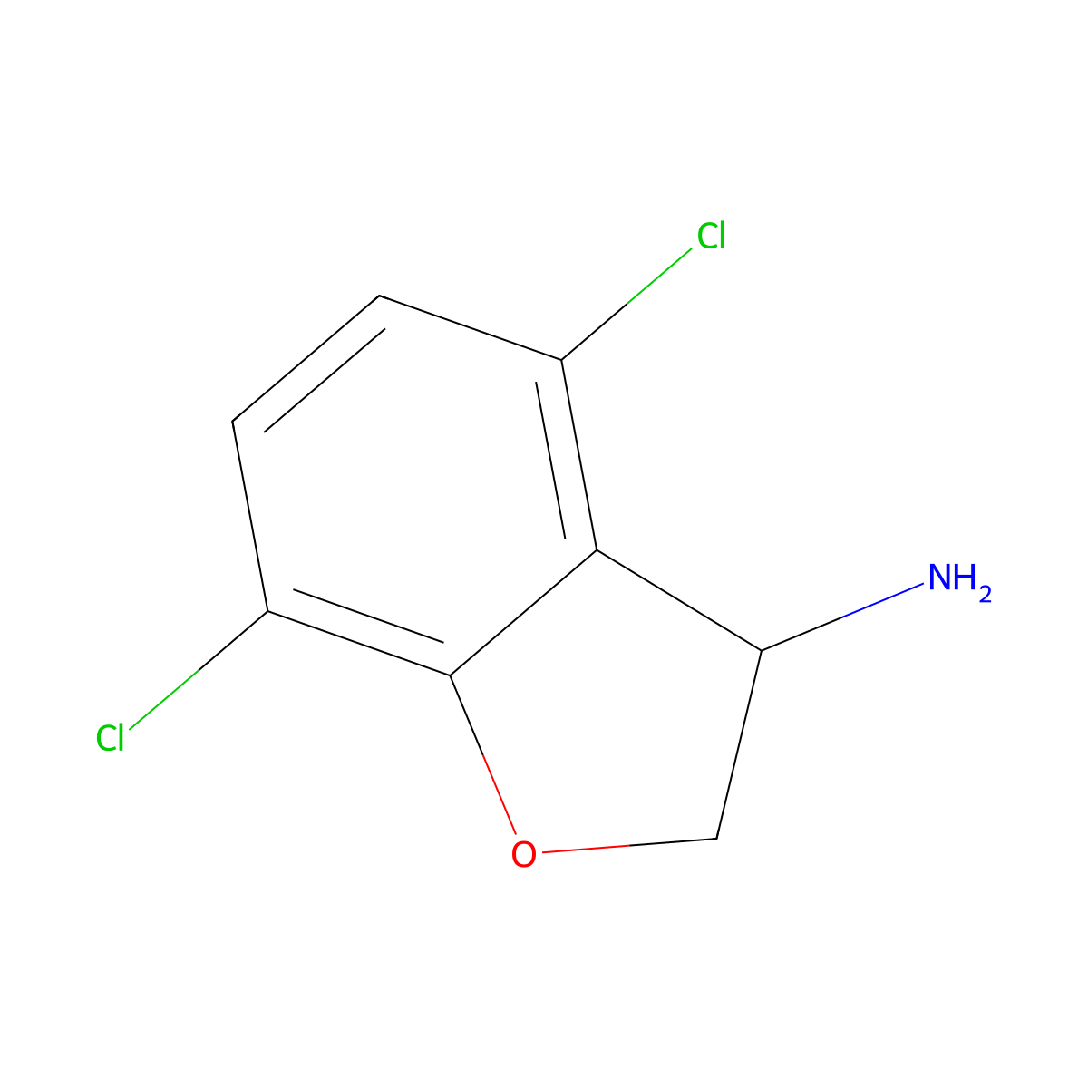 (3R)-4,7-Dichloro-2,3-dihydro-1-benzofuran-3-amine molecular structure, CAS 1213159-82-0